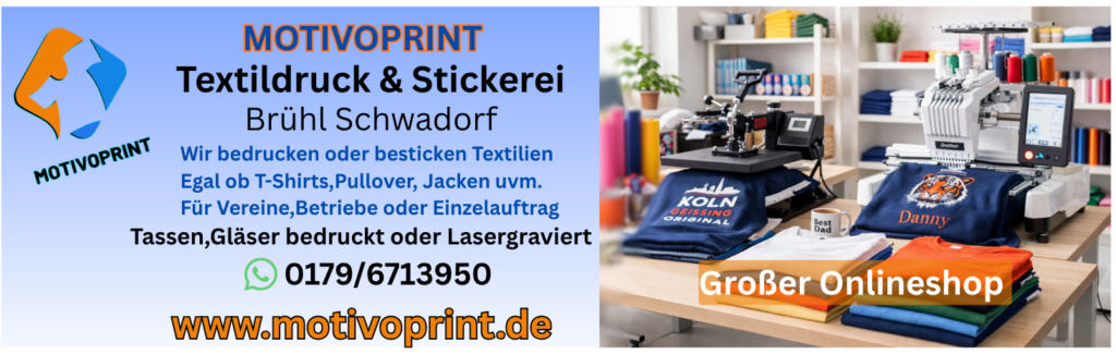 Textildruck und Stickerei aus Brühl bei Köln .